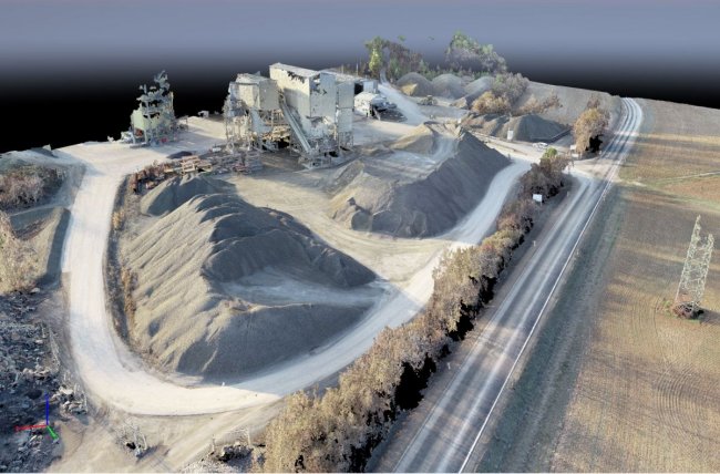 Zufahrtsbereich des Kalkstein-Schotterwerks in Gössenheim als Punktwolke