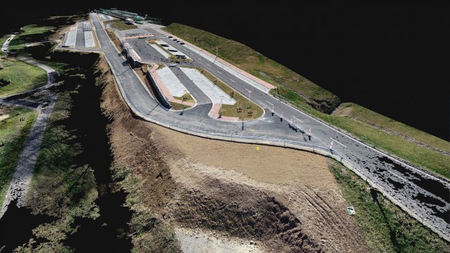 Der aktuelle Bestand nach den Baumaßnahmen am P&R Platz in Heigenbrücken als 3D Modell Punktwolke